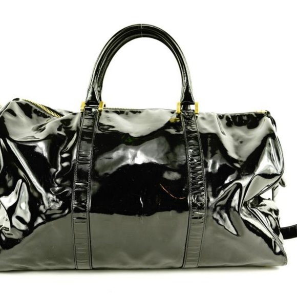 Chanel Large Black Patent CC Logo Duffle Bag with Strap 1C103a - Picture 8 of 12